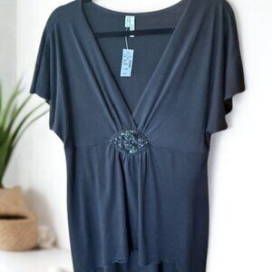 Maurices Chic Black Flutter Sleeve Tunic – Size XL